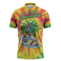 Tie-Dye Skeleton Surfing Lithuania Zipper Polo Shirt It’s 5 O’Clock Somewhere - Wonder Print Shop