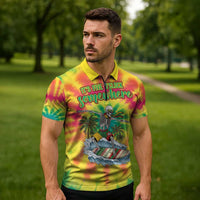 Tie-Dye Skeleton Surfing Lithuania Zipper Polo Shirt It’s 5 O’Clock Somewhere - Wonder Print Shop