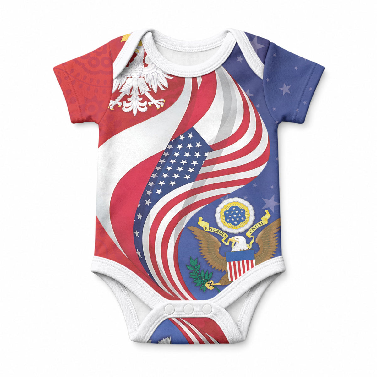 Poland American Heritage Month Baby Onesie Polish and American National Symbols