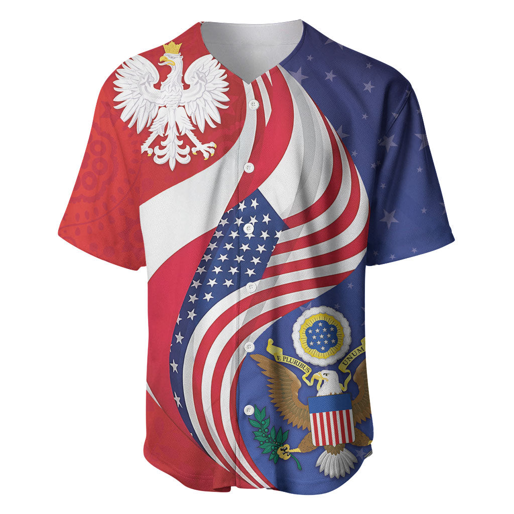 Poland American Heritage Month Baseball Jersey Polish and American National Symbols