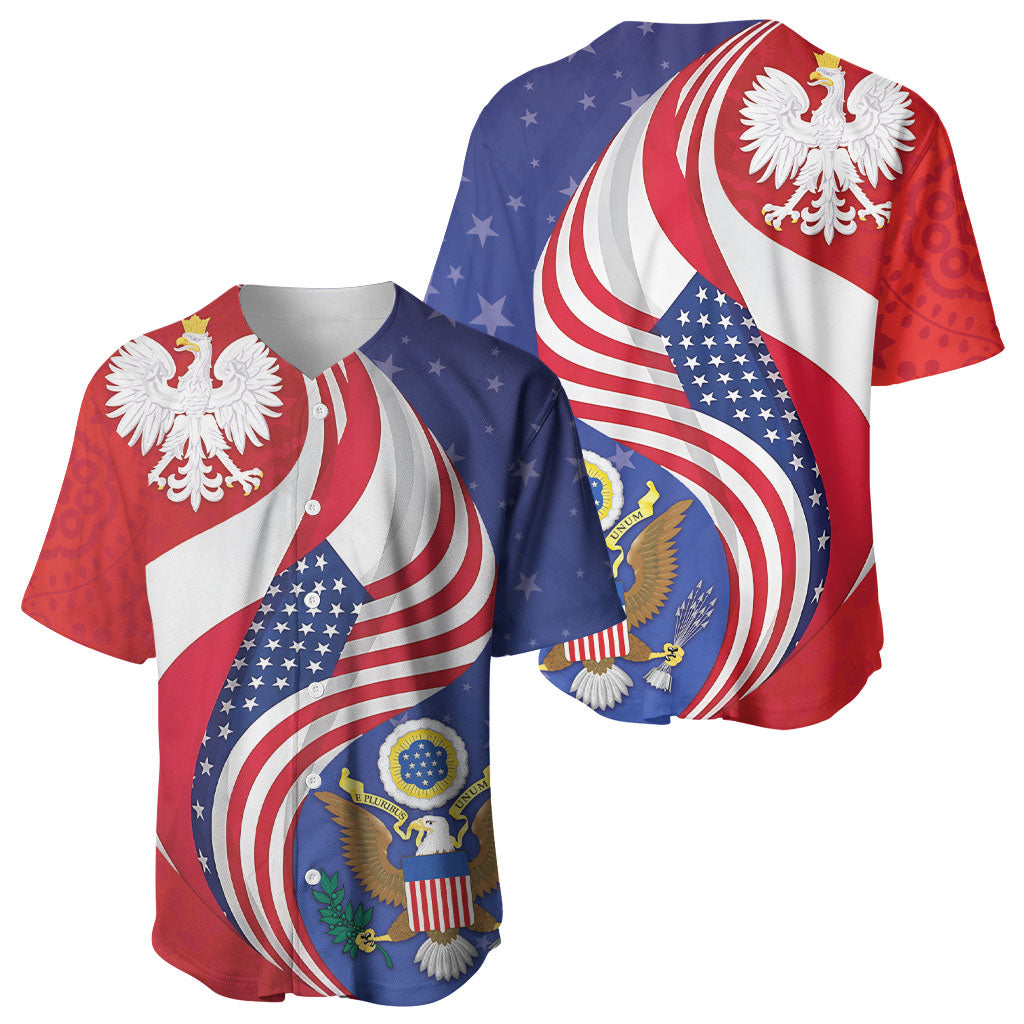 Poland American Heritage Month Baseball Jersey Polish and American National Symbols
