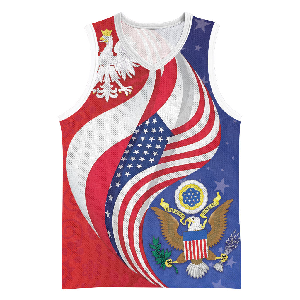 Poland American Heritage Month Basketball Jersey Polish and American National Symbols