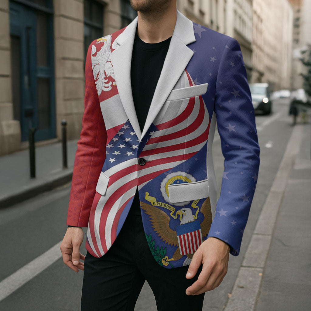 Poland American Heritage Month Blazer Polish and American National Symbols