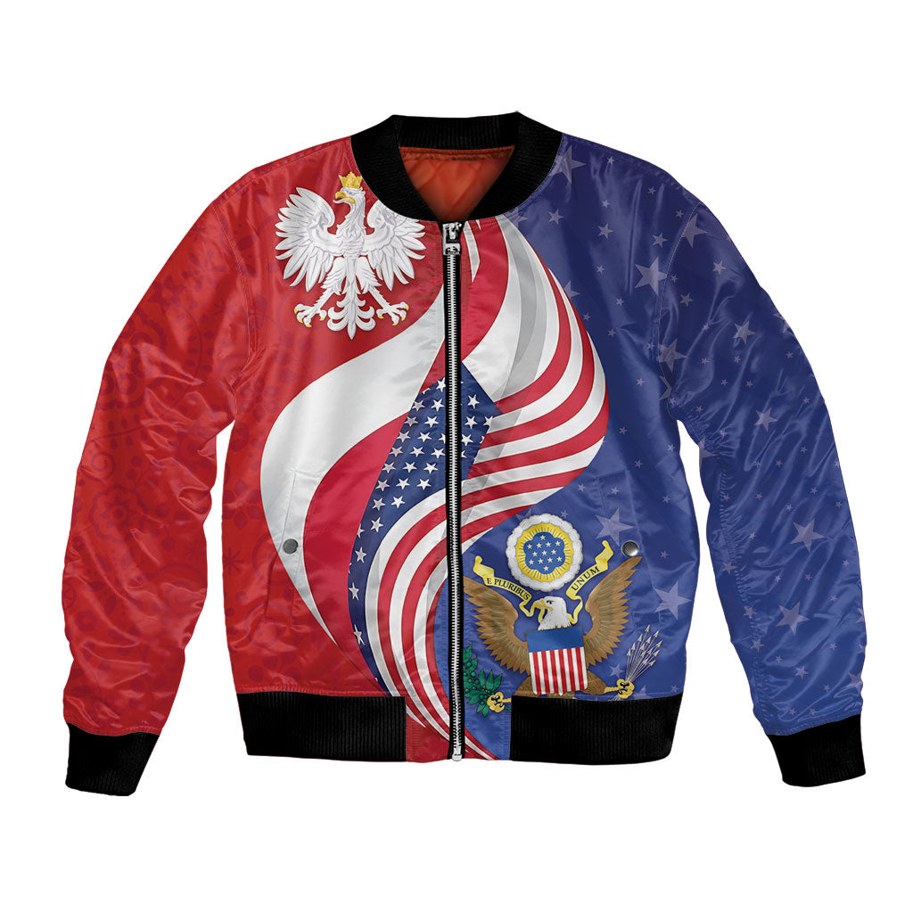 Poland American Heritage Month Bomber Jacket Polish and American National Symbols