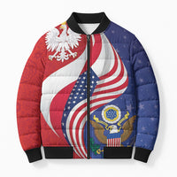 Poland American Heritage Month Bomber Puffer Jacket Polish and American National Symbols