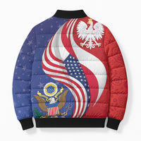 Poland American Heritage Month Bomber Puffer Jacket Polish and American National Symbols