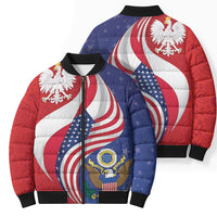 Poland American Heritage Month Bomber Puffer Jacket Polish and American National Symbols