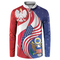 Poland American Heritage Month Button Sweatshirt Polish and American National Symbols