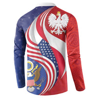 Poland American Heritage Month Button Sweatshirt Polish and American National Symbols