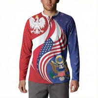 Poland American Heritage Month Button Sweatshirt Polish and American National Symbols