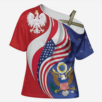 Poland American Heritage Month Cross Shoulder Shirt Polish and American National Symbols