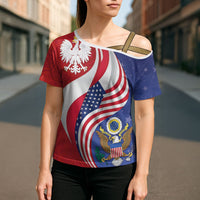 Poland American Heritage Month Cross Shoulder Shirt Polish and American National Symbols