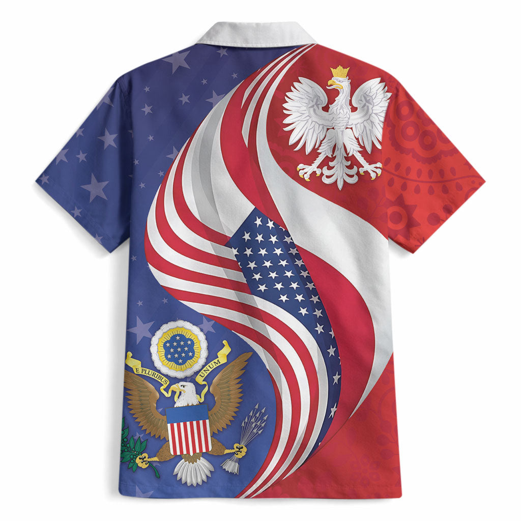 Poland American Heritage Month Hawaiian Shirt Polish and American National Symbols