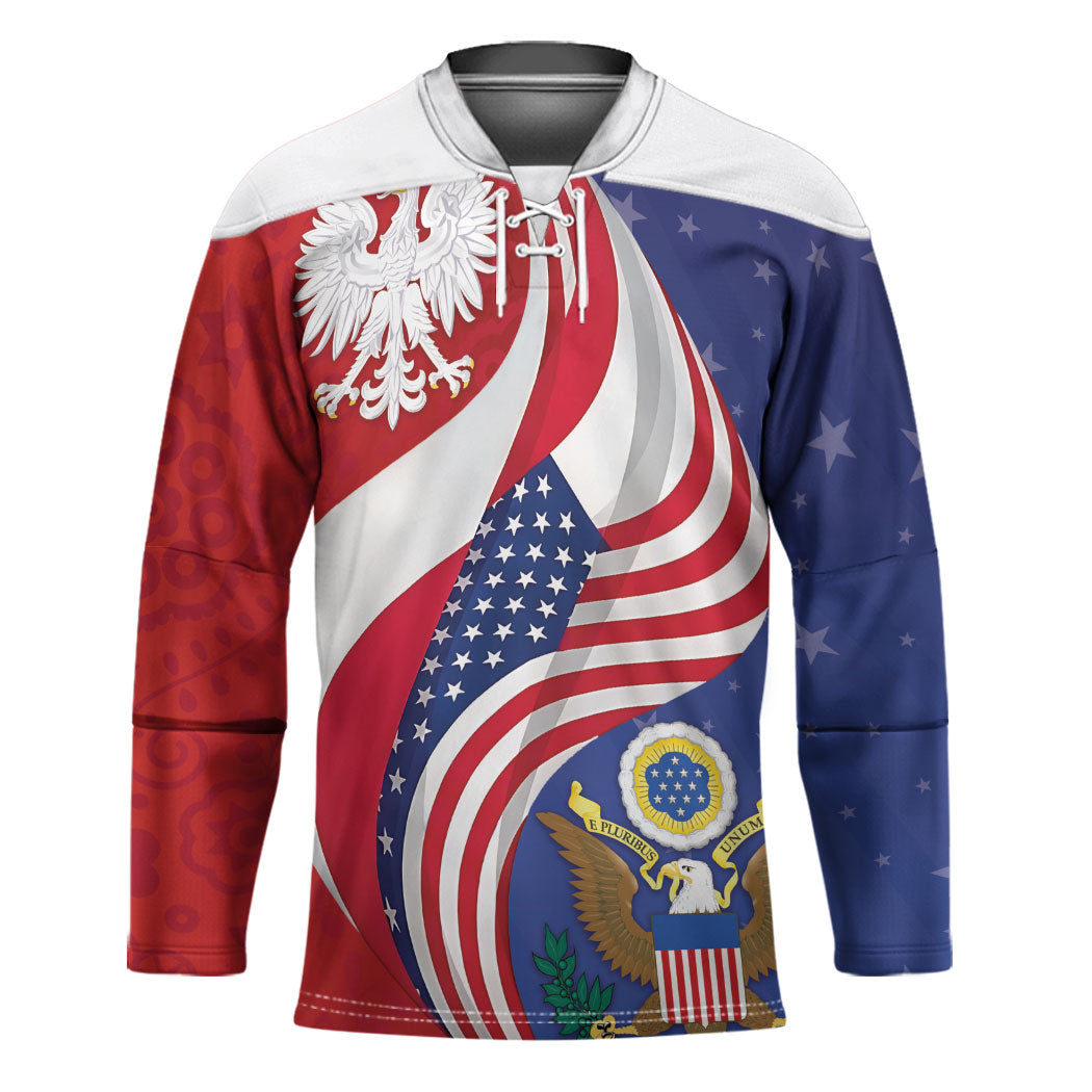 Poland American Heritage Month Hockey Jersey Polish and American National Symbols