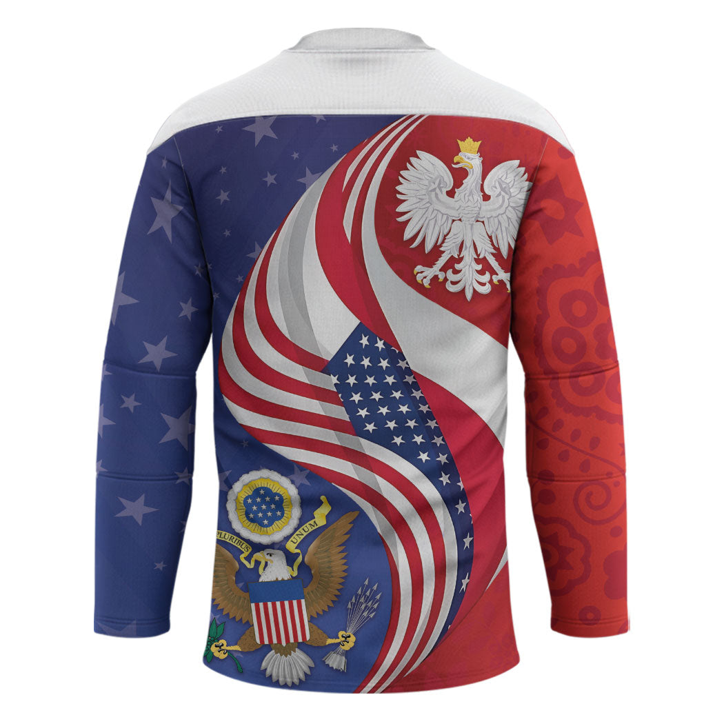 Poland American Heritage Month Hockey Jersey Polish and American National Symbols