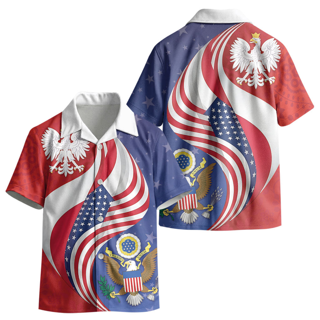 Poland American Heritage Month Kid Hawaiian Shirt Polish and American National Symbols