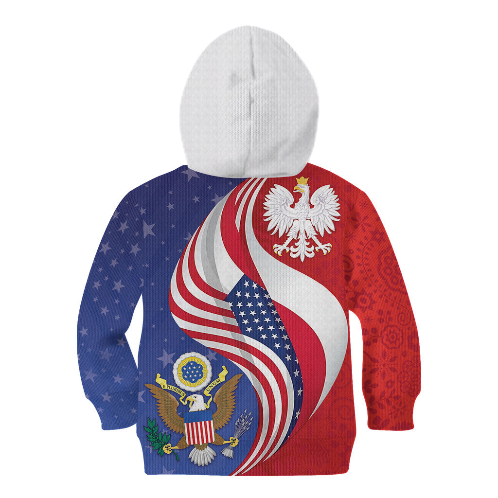 Poland American Heritage Month Kid Hoodie Polish and American National Symbols