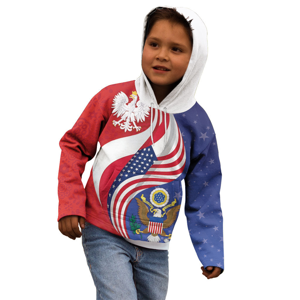 Poland American Heritage Month Kid Hoodie Polish and American National Symbols
