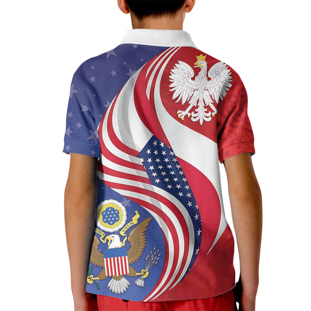 Poland American Heritage Month Kid Polo Shirt Polish and American National Symbols