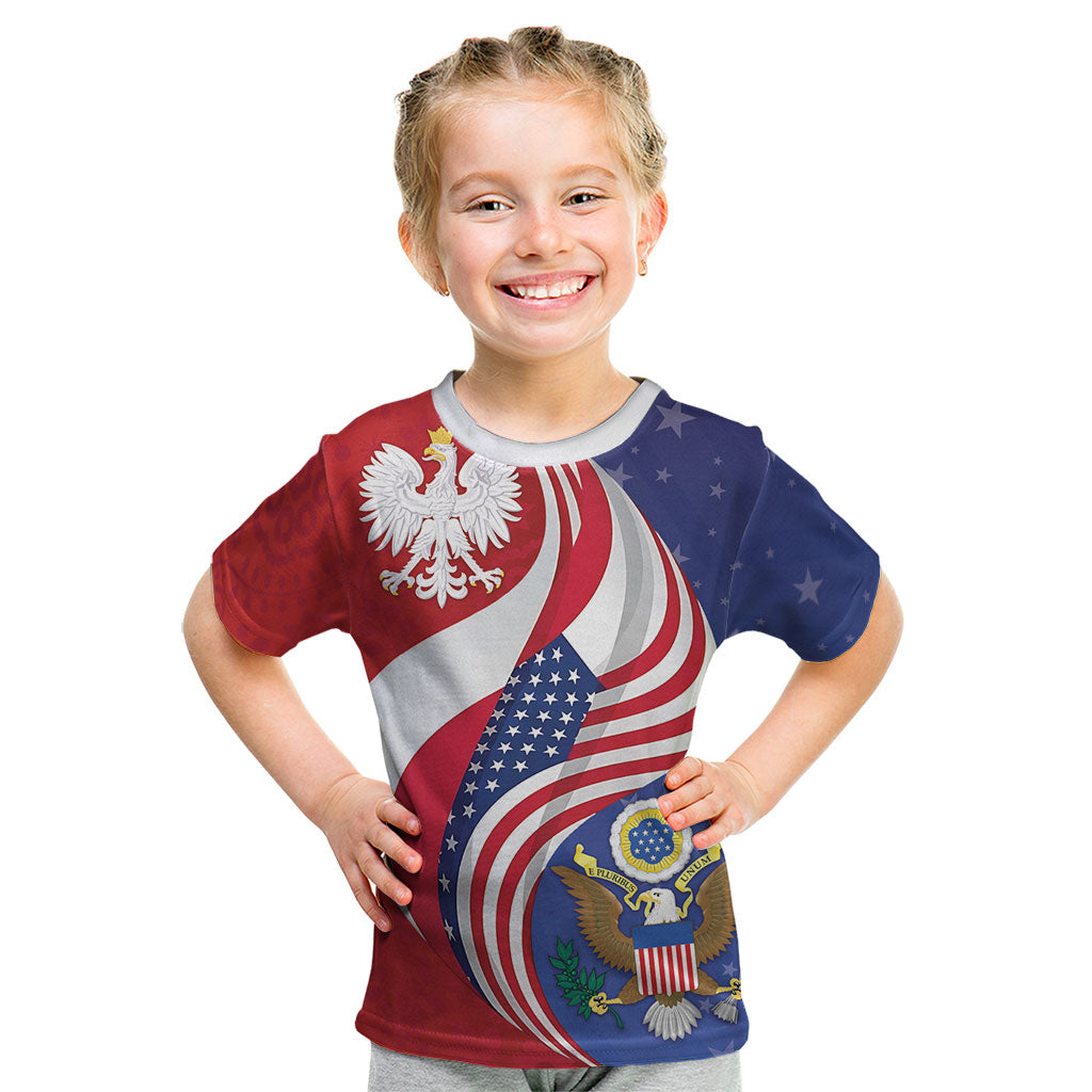 Poland American Heritage Month Kid T Shirt Polish and American National Symbols