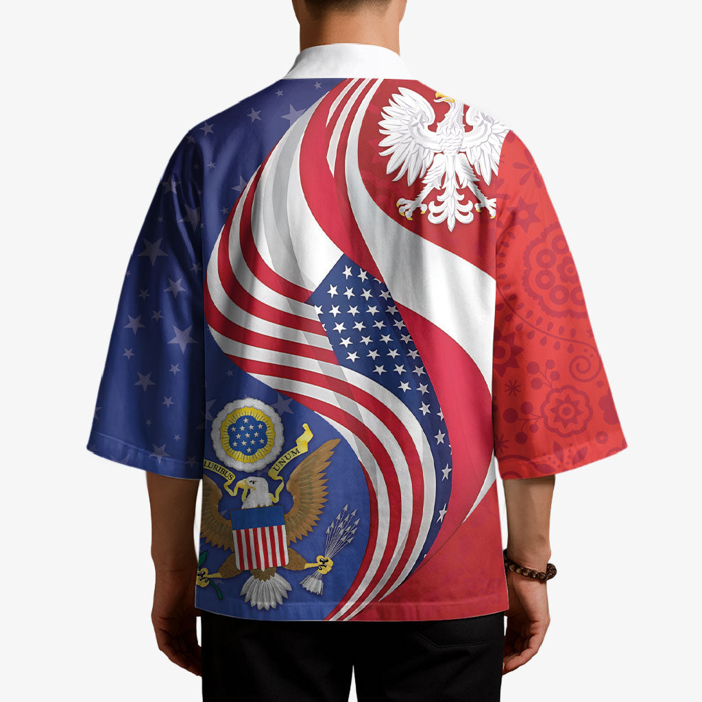 Poland American Heritage Month Kimono Polish and American National Symbols