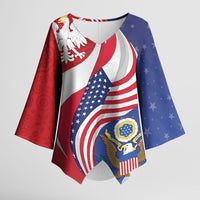 Poland American Heritage Month Kimono Sleeve Blouse Polish and American National Symbols
