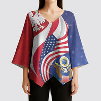 Poland American Heritage Month Kimono Sleeve Blouse Polish and American National Symbols