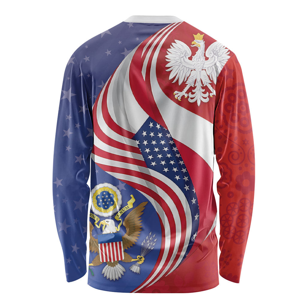 Poland American Heritage Month Long Sleeve Shirt Polish and American National Symbols