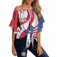 Poland American Heritage Month Off Shoulder Wrap Waist Top Polish and American National Symbols