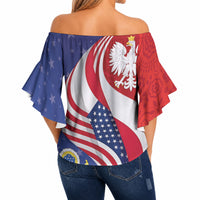 Poland American Heritage Month Off Shoulder Wrap Waist Top Polish and American National Symbols