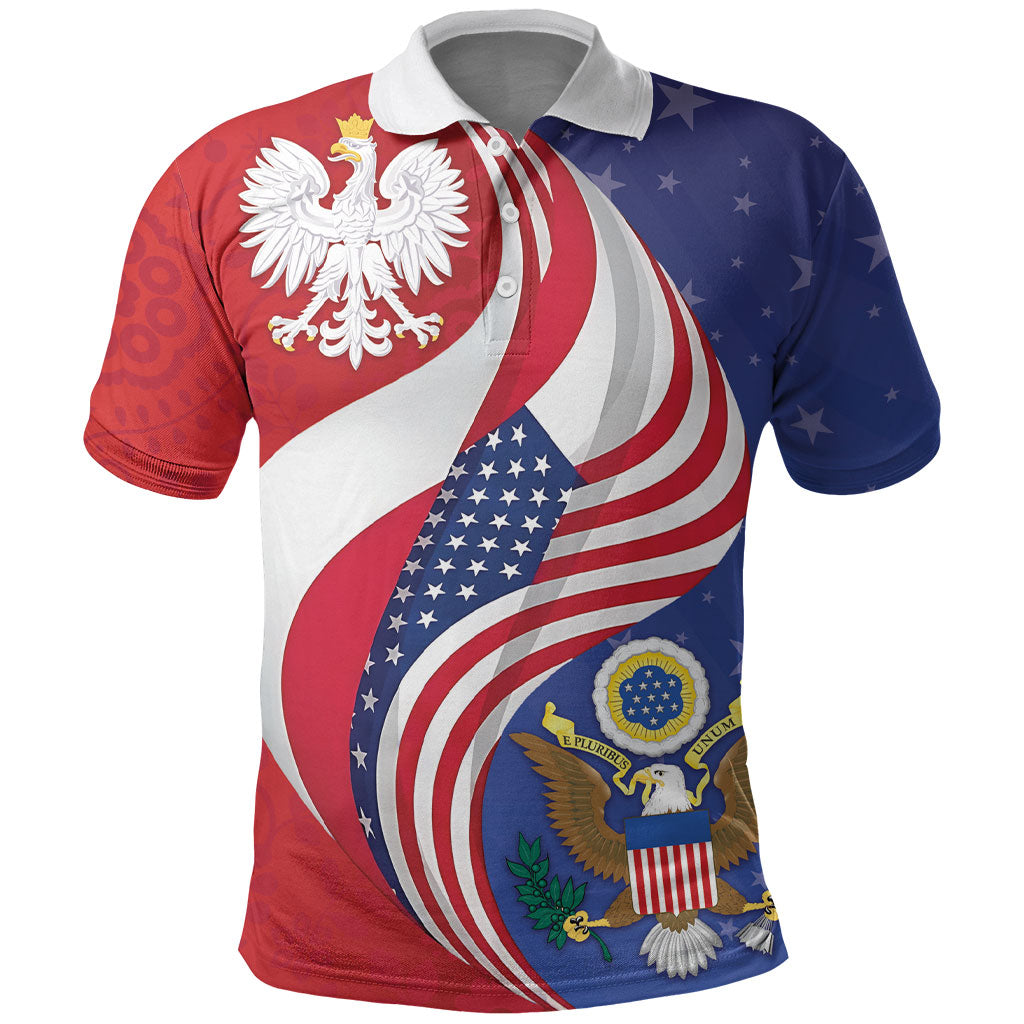 Poland American Heritage Month Polo Shirt Polish and American National Symbols