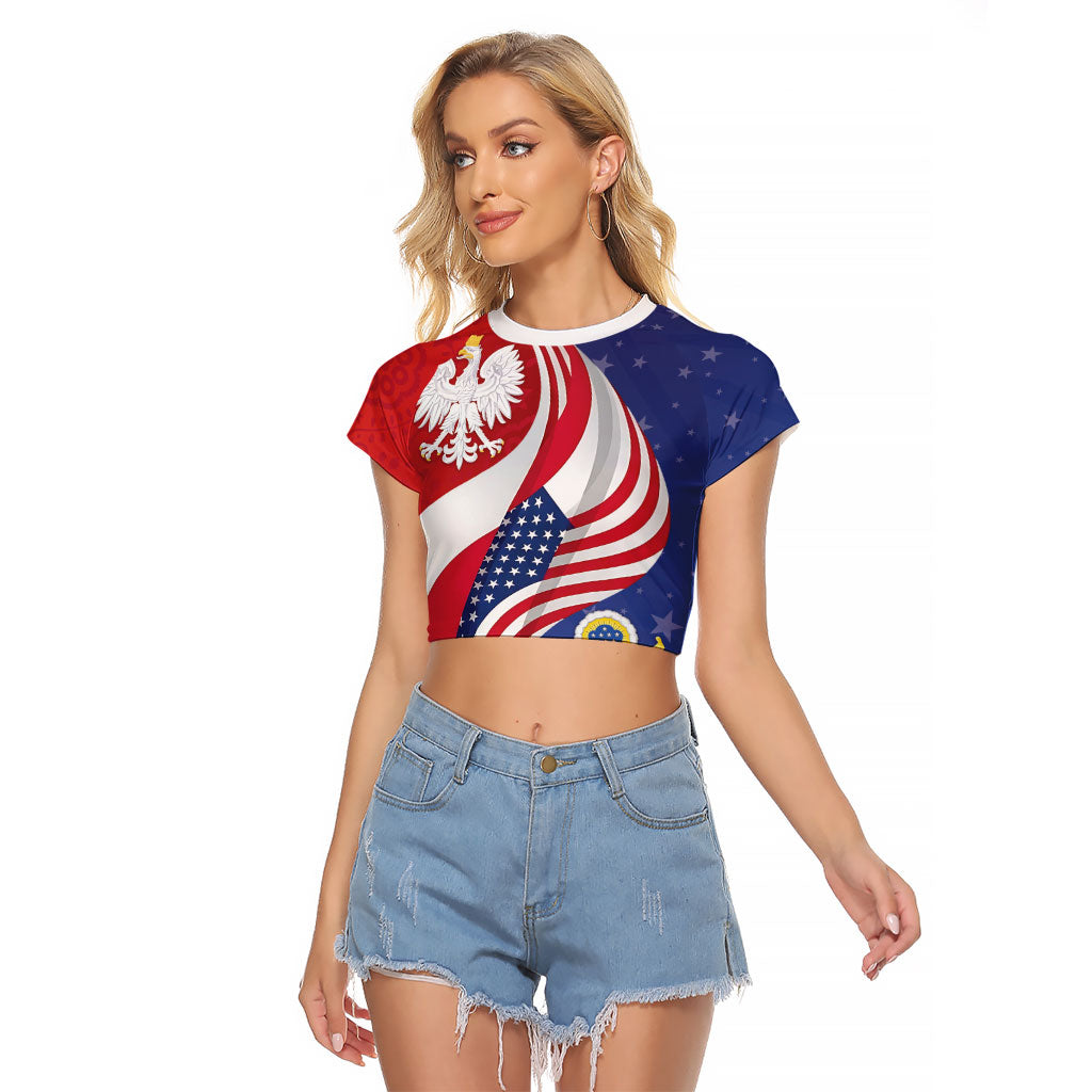 Poland American Heritage Month Raglan Cropped T Shirt Polish and American National Symbols