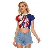 Poland American Heritage Month Raglan Cropped T Shirt Polish and American National Symbols