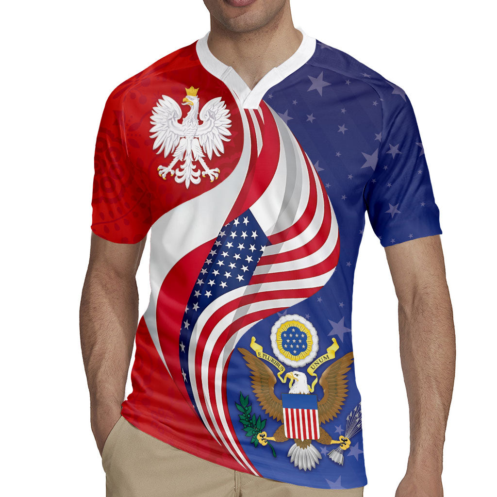 Poland American Heritage Month Rugby Jersey Polish and American National Symbols