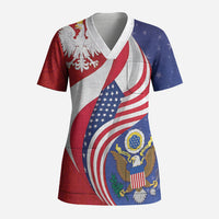 Poland American Heritage Month Scrub Top Polish and American National Symbols