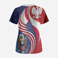 Poland American Heritage Month Scrub Top Polish and American National Symbols