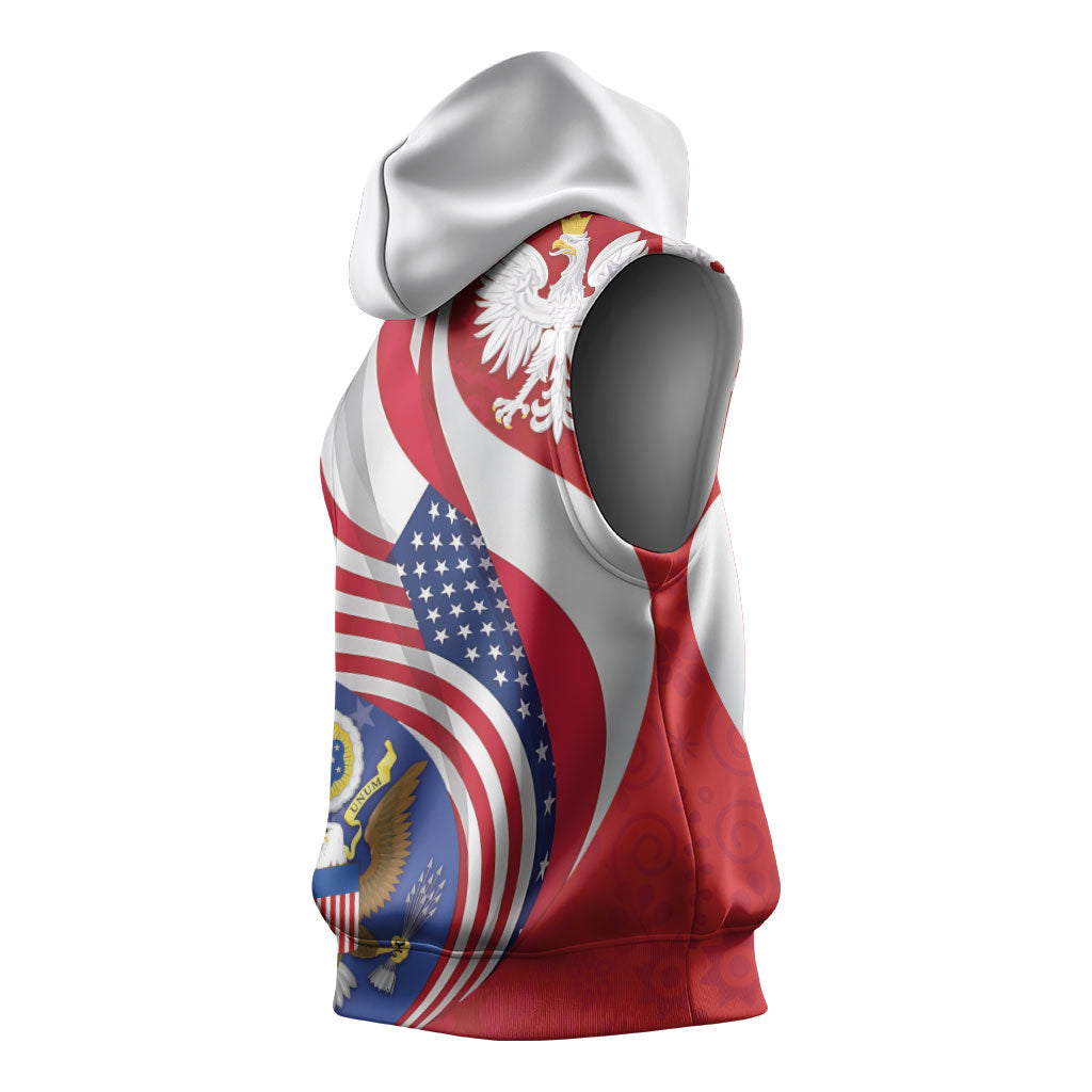 Poland American Heritage Month Sleeveless Hoodie Polish and American National Symbols