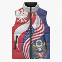 Poland American Heritage Month Sleeveless Puffer Jacket Polish and American National Symbols