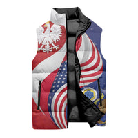 Poland American Heritage Month Sleeveless Puffer Jacket Polish and American National Symbols