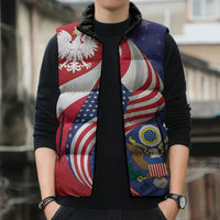 Poland American Heritage Month Sleeveless Puffer Jacket Polish and American National Symbols