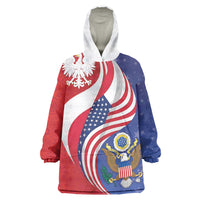 Poland American Heritage Month Wearable Blanket Hoodie Polish and American National Symbols