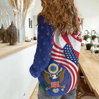 Poland American Heritage Month Women Casual Shirt Polish and American National Symbols