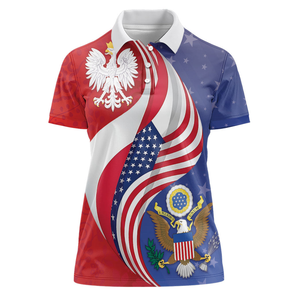 Poland American Heritage Month Women Polo Shirt Polish and American National Symbols