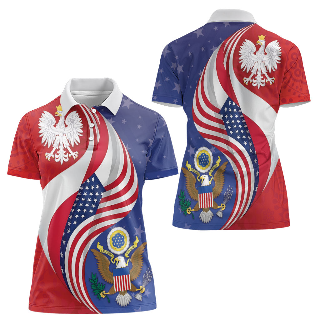 Poland American Heritage Month Women Polo Shirt Polish and American National Symbols