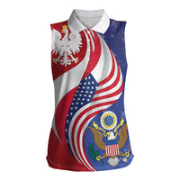 Poland American Heritage Month Women Sleeveless Polo Shirt Polish and American National Symbols