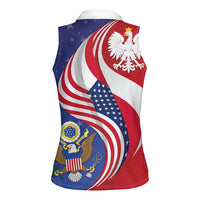 Poland American Heritage Month Women Sleeveless Polo Shirt Polish and American National Symbols