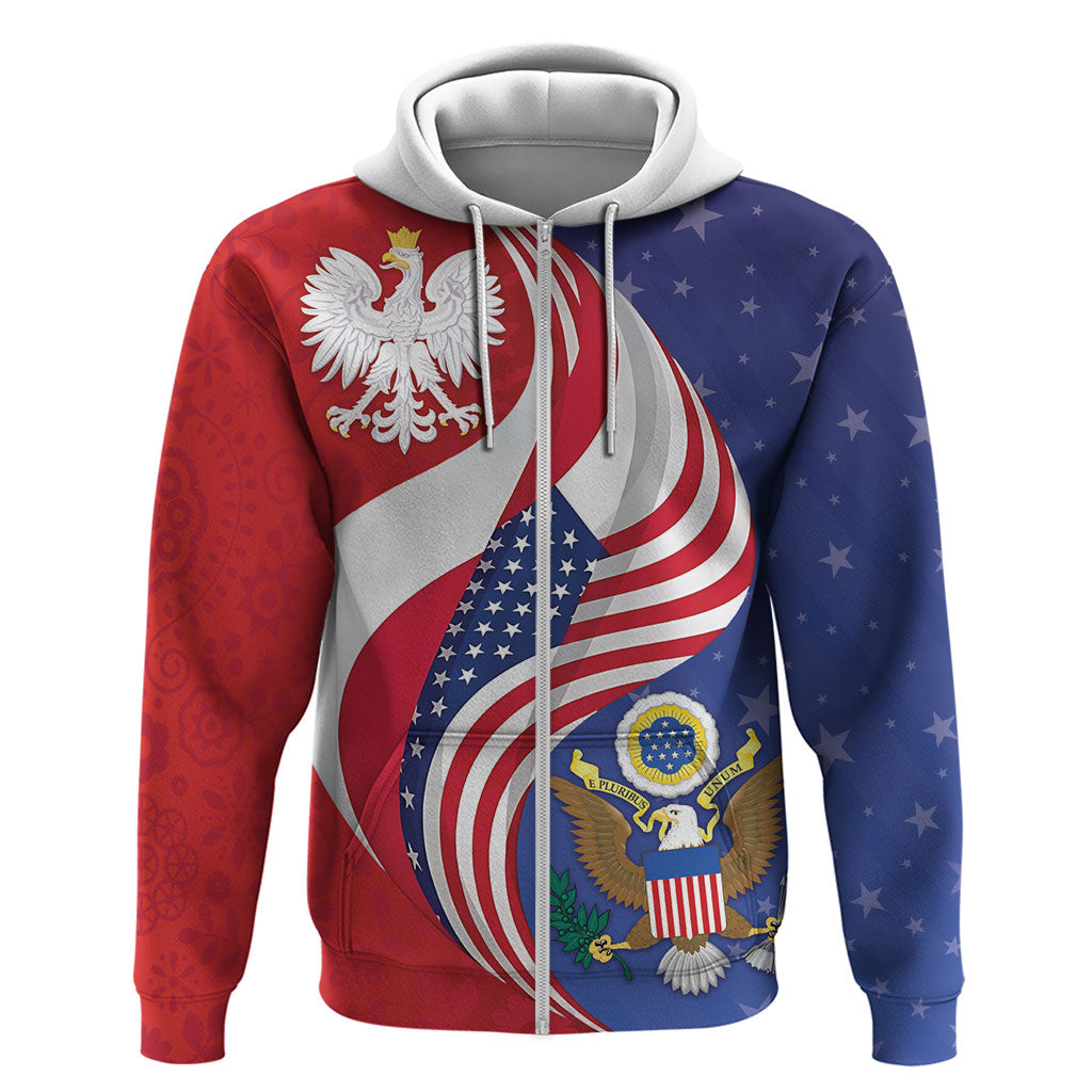 Poland American Heritage Month Zip Hoodie Polish and American National Symbols