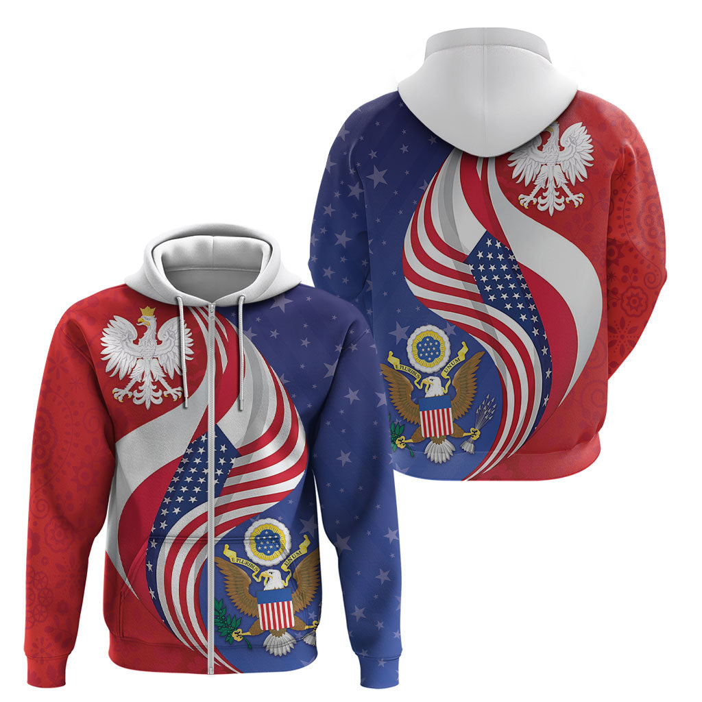 Poland American Heritage Month Zip Hoodie Polish and American National Symbols