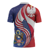 Poland American Heritage Month Zipper Polo Shirt Polish and American National Symbols