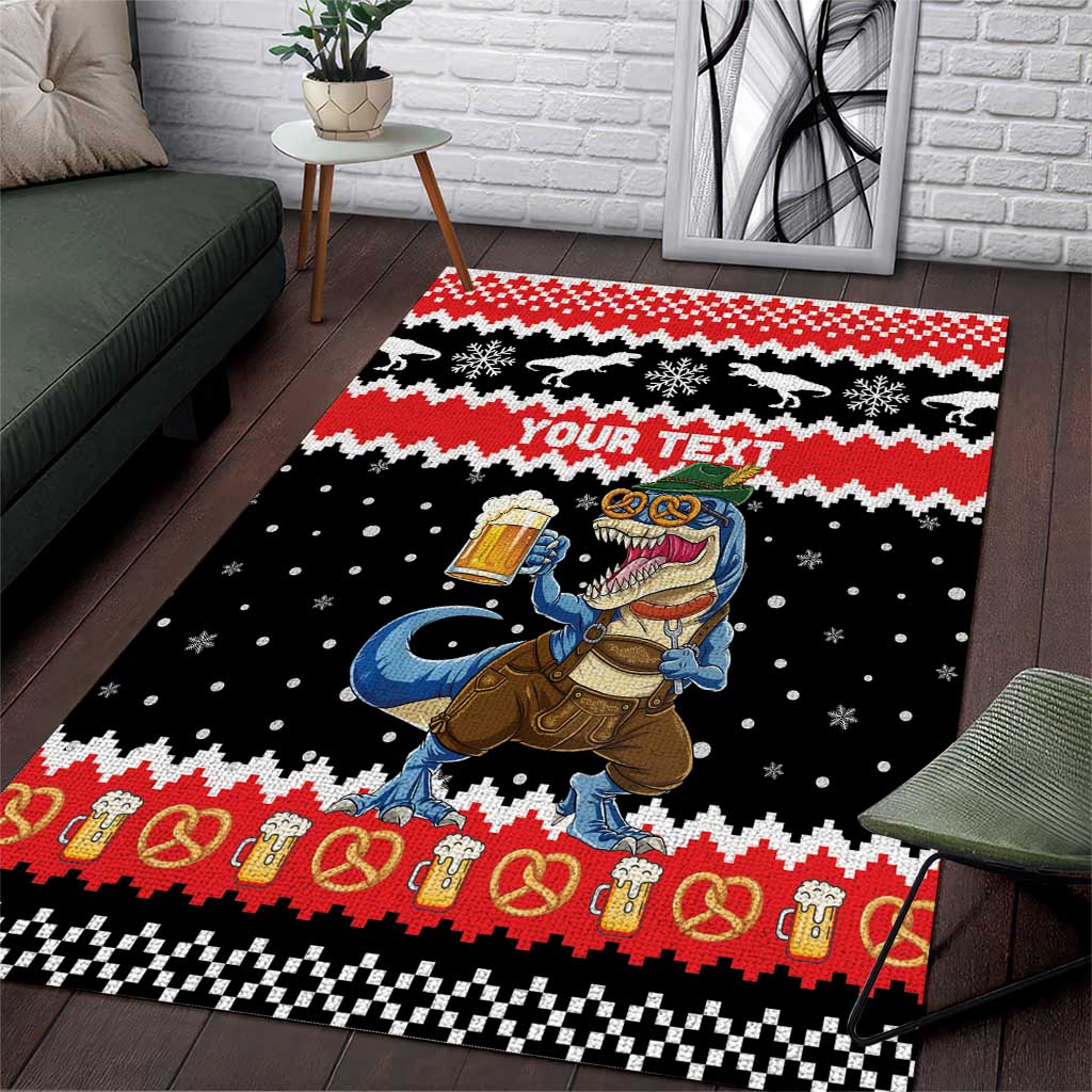 Personalized German T-Rex Christmas Area Rug Funny Beer Dinosaur Xmas - Wonder Print Shop